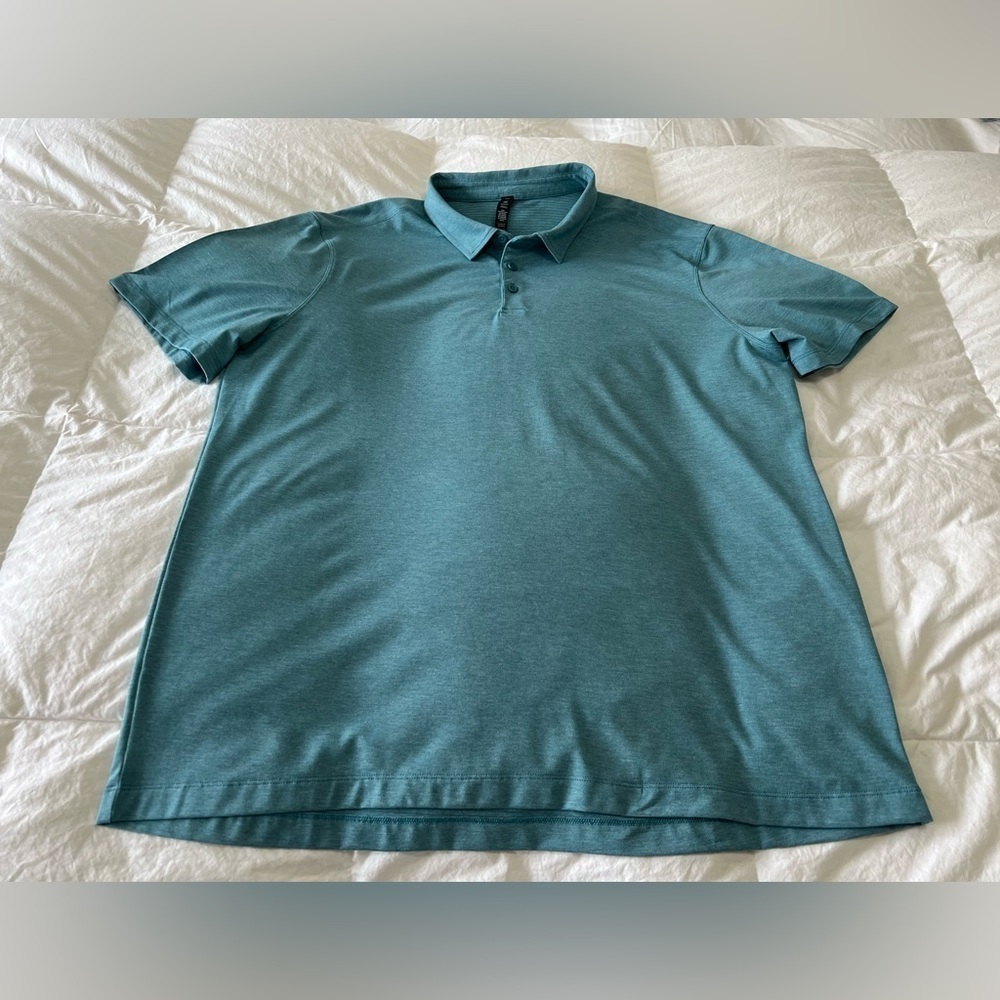 LULULEMON CRHT Blue Green Teal Evolution Polo Top Shirt Men's XXL Golf